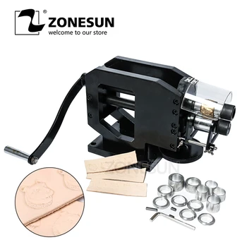 

ZONESUN Leather Stamping Machine Cold Pressing Machine Embossing Repeating Pattern For Leather Belt Guitar Straps Logo Embosser