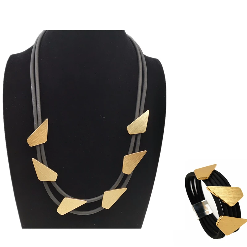

YD&YDBZ Trendy Rubber Jewelry Set Women Necklace And Bracelet Punk Style Fast Shipping Geometric Jewellery Fashion Designer Set