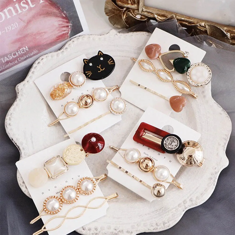 

3Pcs/Set Hair Accessories Pearl Hair Clip for Girls Retro Barrette Hairpins Metal Hair Clips for Women Trendy Headwear
