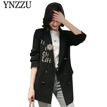 

Korean Style Embroidery Casual Blazer Women 2019 Spring Autumn Double Breasted Coat Letter Women Blazers and Jackets AO944
