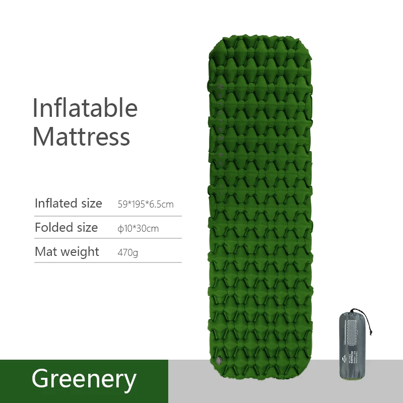 Naturehike нейлоновый ТПУ коврик для сна легкий влагостойкий воздушный матрас портативный надувной матрас походный коврик NH19Z032-P - Цвет: Greenery