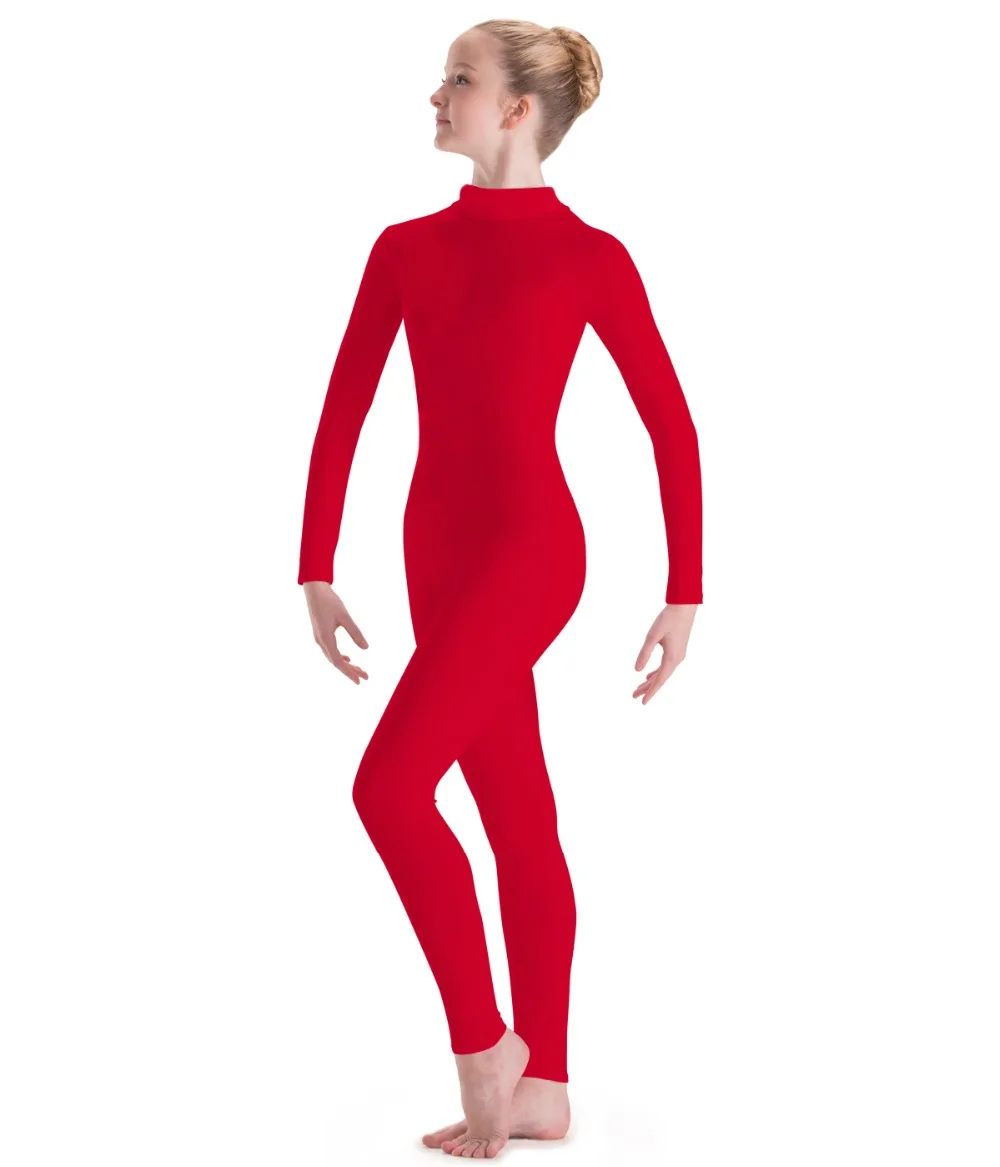 Jungen Mädchen Spandex Rollkragen Langarm Ein Stück Dancewear Ganzanzug Bodysuit