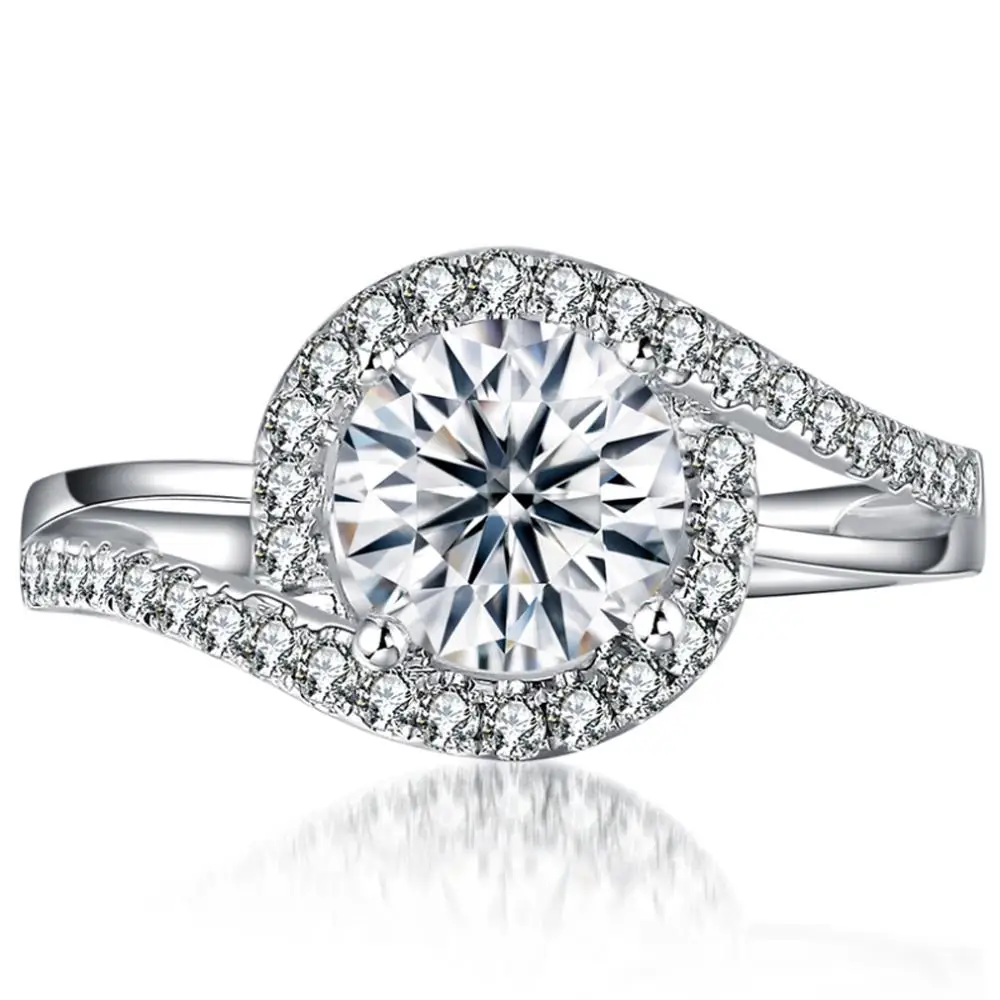 Big Diamond 0.4CT Women Ring Natural Diamond 18K White Gold Wedding