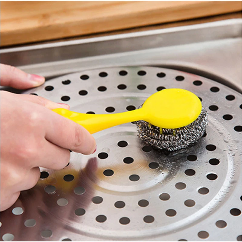 

Practical Plastic Handheld Wire Brush Household Kitchen Cleaning Tools Pot Dishes Sink Shank Brushes C