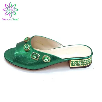 

Women Shoes Ladies To Match Lace Dress Green Color Wedding Slipper Shoes Round Pumps 4.5cm Without Bag To Match Italian shoes