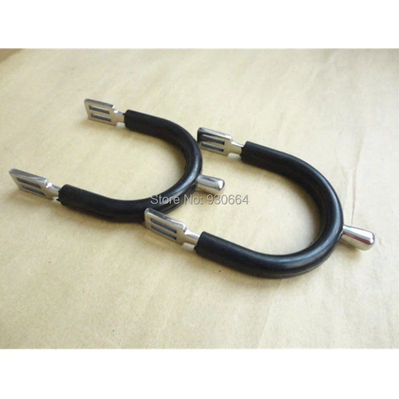 

Stainless Steel English Horse Spurs Wrapped Black Rubber Horse Tack Equine L2001