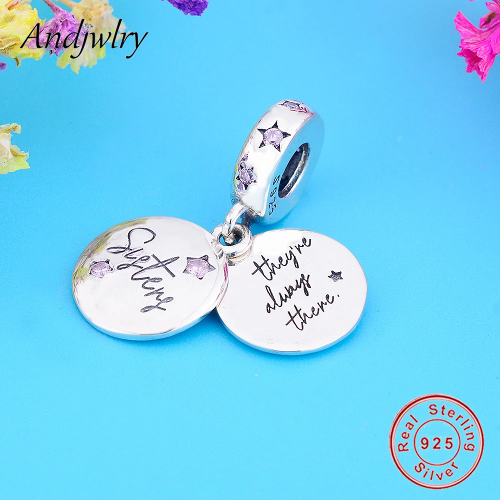 Браслет Pandora Charms из стерлингового серебра 925 пробы, серьги кулон Forever Sisters, очаровательные женские украшения DIY Berloque 925