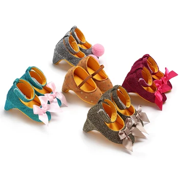 

Emmababy New Cute Baby Girl Shoes High Heels for Photos Princess Toddler Bow Crib Shoes 0-12M