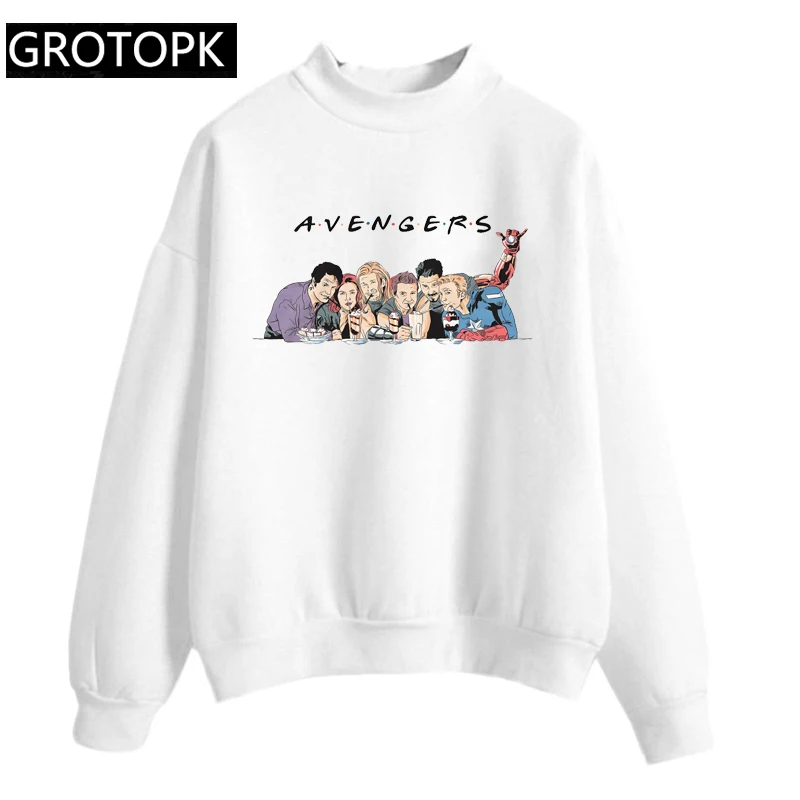  2019 Autumn New Fashion Pink and White Avengers Endgame Friends Hoodies Women O-neck Pullover Marve