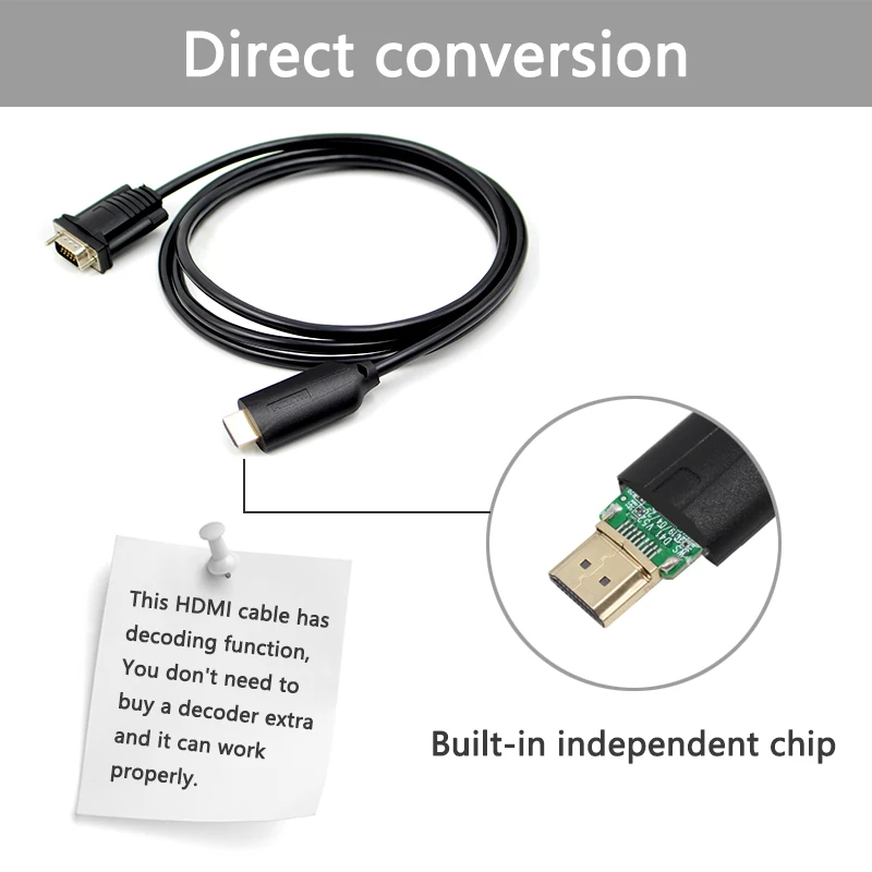 HDMI к VGA кабель Мужской hdmi2vga конвертер декодер адаптера hdmi vga 1080P совместимый