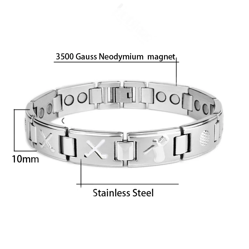 Hottime двухрядные 3500 Gauss мощные магнитные браслеты для здоровья и браслет титановая