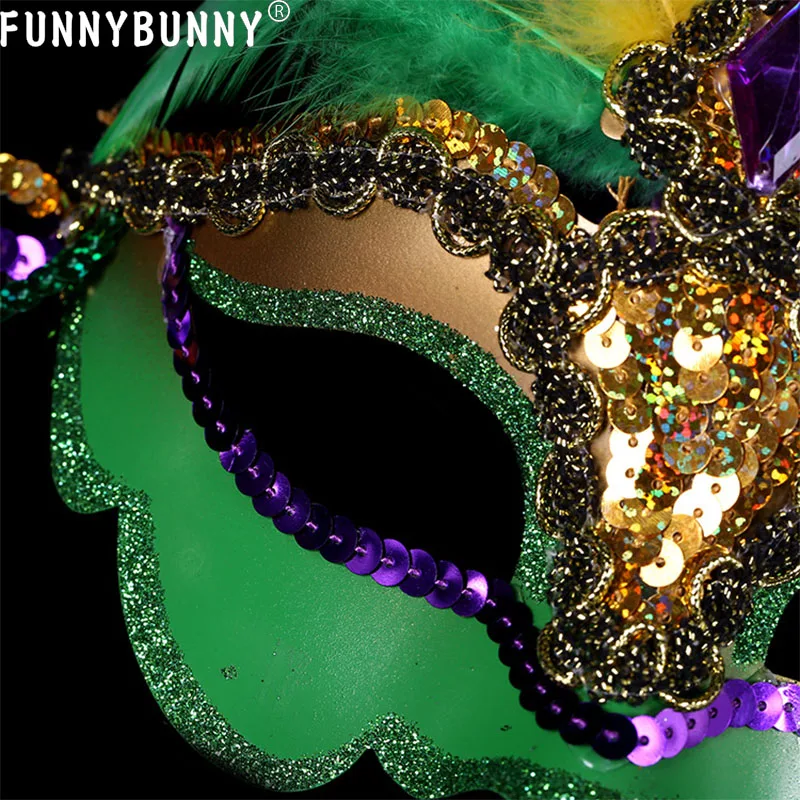 FUNNYBUNNY венецианское перо Марди Гра плавающая настенная маска для волос Хэллоуин Марди Гра Маскарадная маска