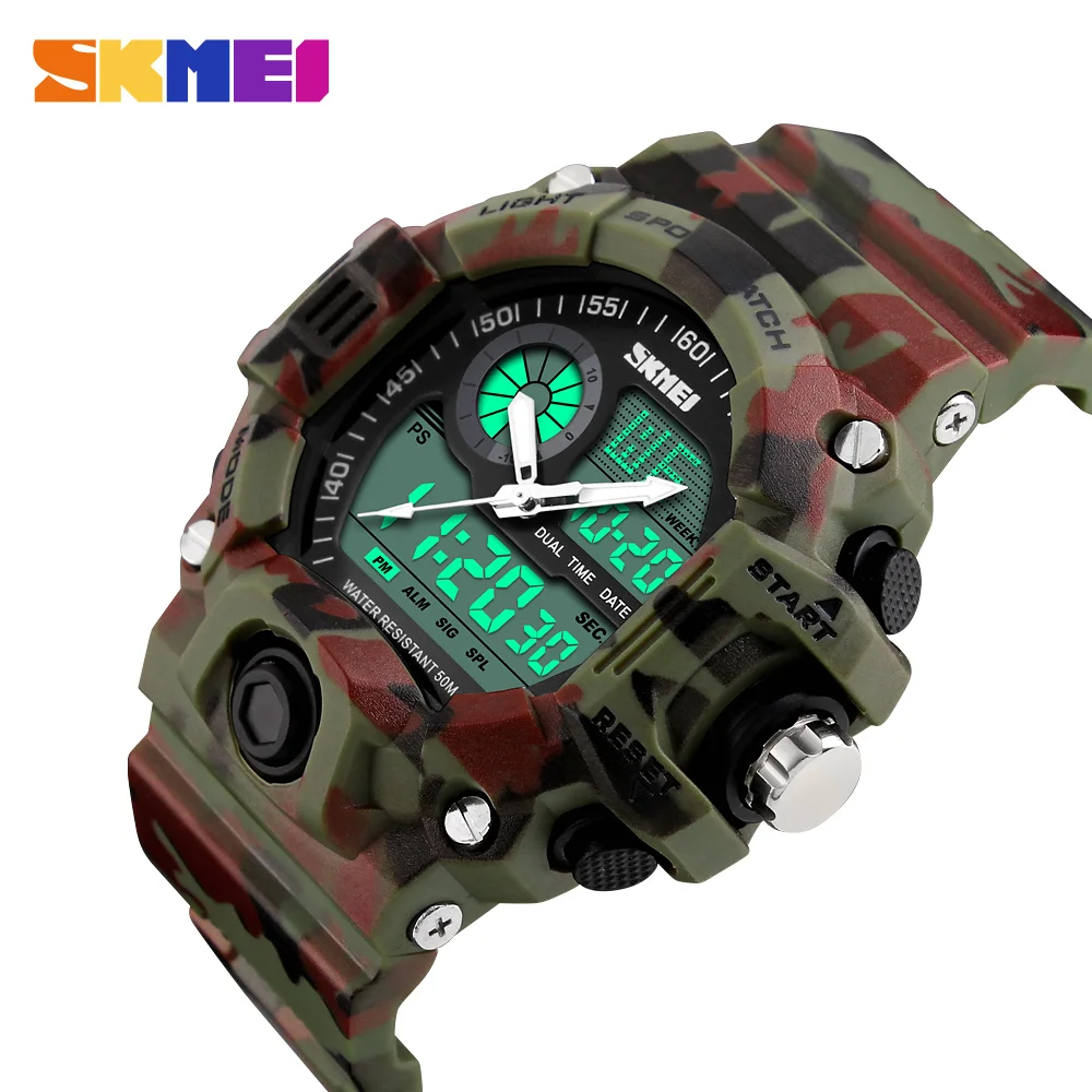 

New 2019 Camo LED Digital Watch Men Dual Time Man Sports Watches Men S Shock Military Army Reloj Hombre Quartz Wristwatch