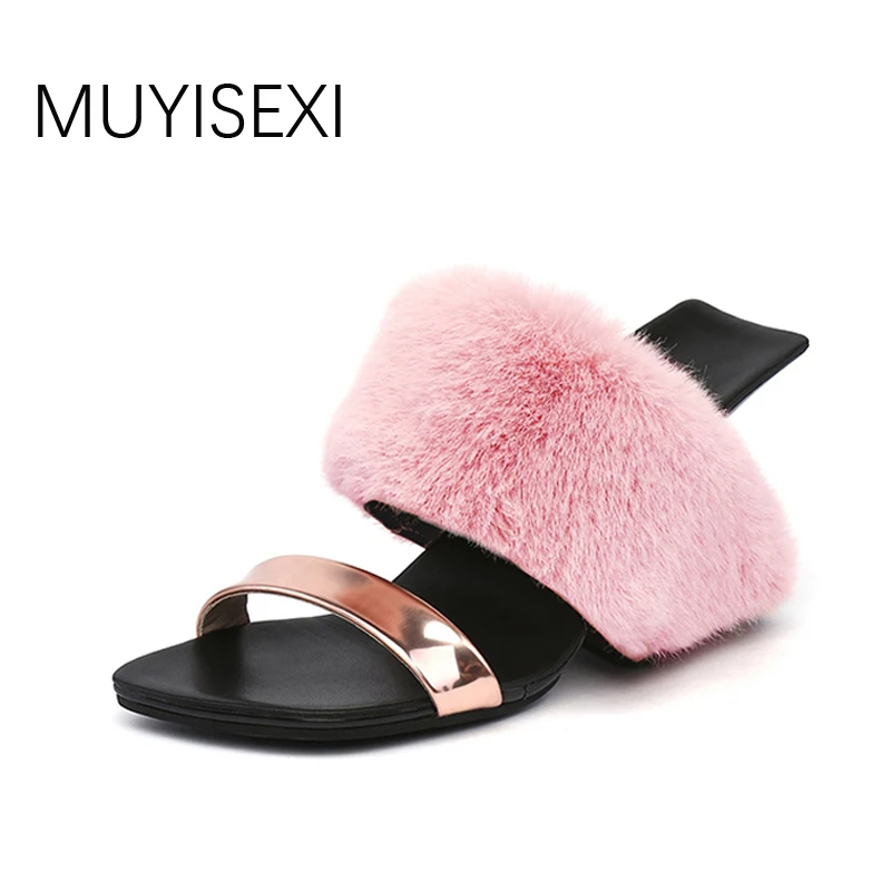 

Pink Women Slippers Strange Heel Sandals Summer High Heels Gladiator Sandal Wedge Shoes Woman Black Beach Slides HL68 MUYISEXI