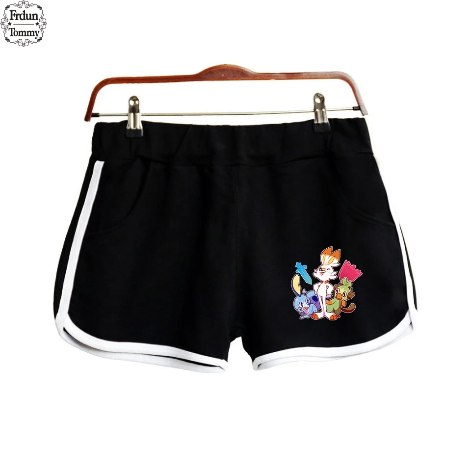Frdun Tommy Pokemon Sword And Shield Fashion Casual Shorts 2019 Elastic Waist Shorts Women Cotton Popular Game Casual Short 2XL