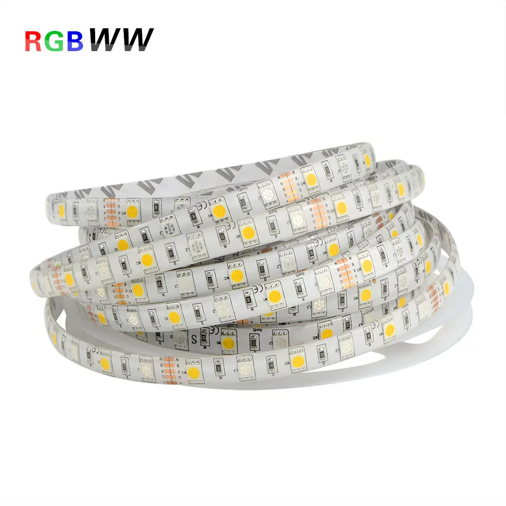 RGBW rgbww SMD 5050 5 м Водонепроницаемый Светодиодные ленты свет ленты(RGB+ белый) DC12V Клейкие ленты+ 40key отдаленных контроллер+ 3A Адаптеры питания