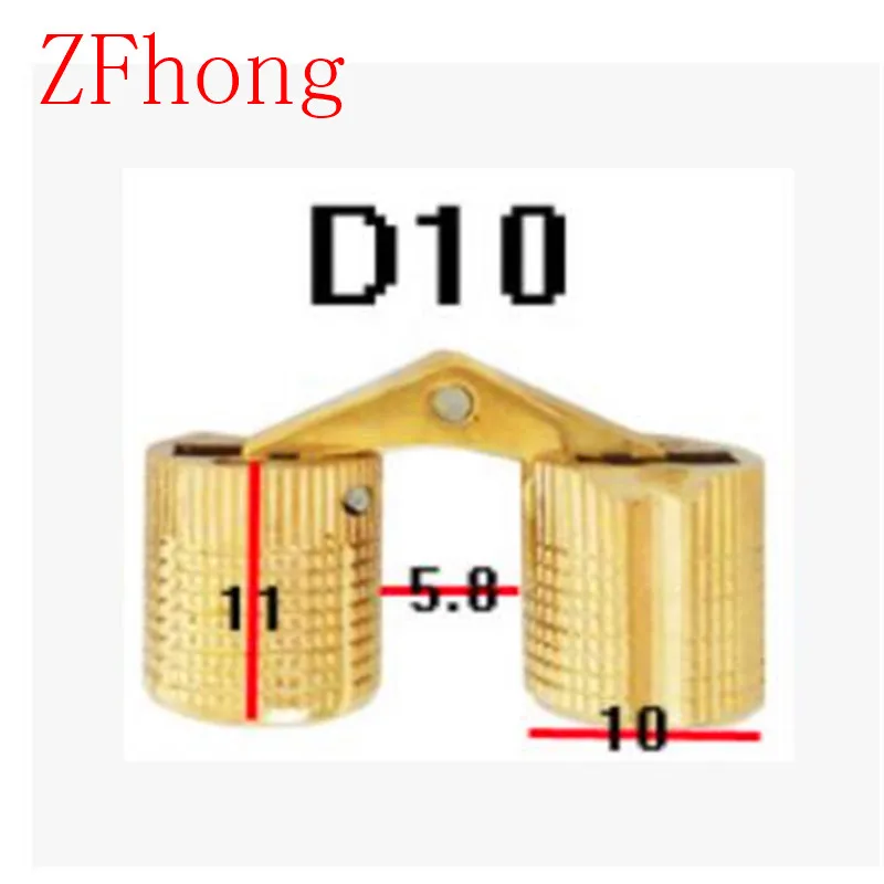 Koop 4 STKS 10mm Koperen Vat Scharnieren Cilindrische Verborgen Deur Kabinet Verborgen Onzichtbare Messing Scharnieren Mount Meubels Hardware
