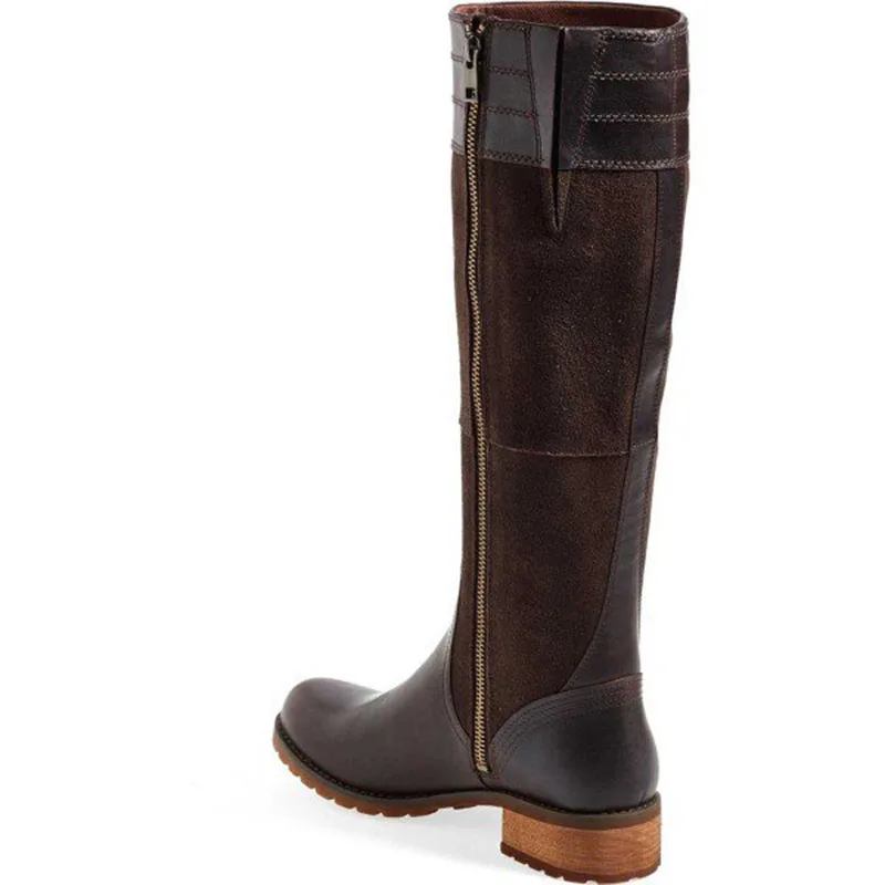 Vintage amp; Kitten Fsj01 Reife 37 Reiten Stil Reise Für Runde Fsj Braun Kappe Wandern Stiefel Heraus Gehen Mid Frauen fsj02 Ferse Kniehohe Schuhe 56Oz1wqY