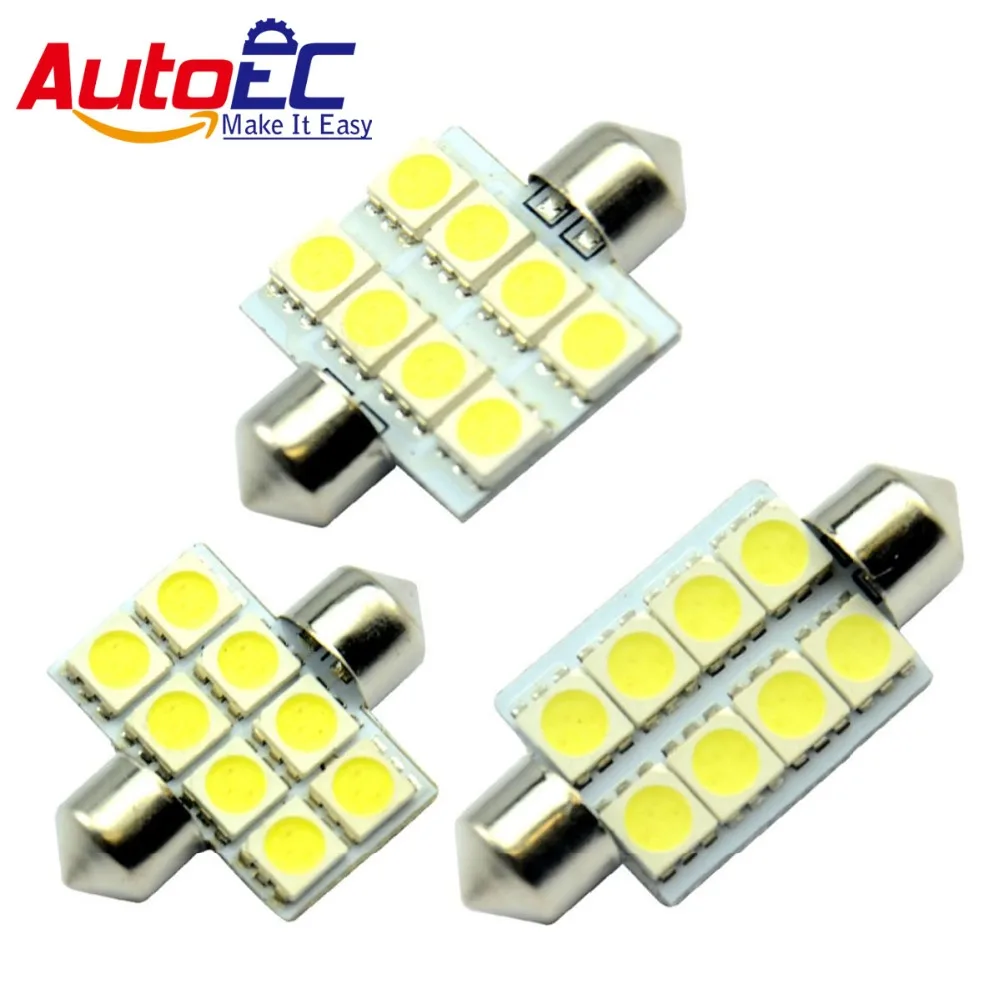 

AutoEC 10x Festoon 8 SMD 5050 light 36mm/39mm/41mm Car Reading Light 12V #LK08