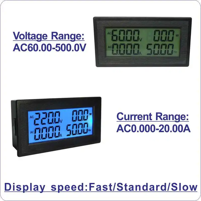 Переменный ток 20A 100A 200A вольт ампер Панель метр ЖК-цифровой вольтметр Амперметр переменное Напряжение Ток Mete Частота энергии переменного тока 60-500 В 220 380 В