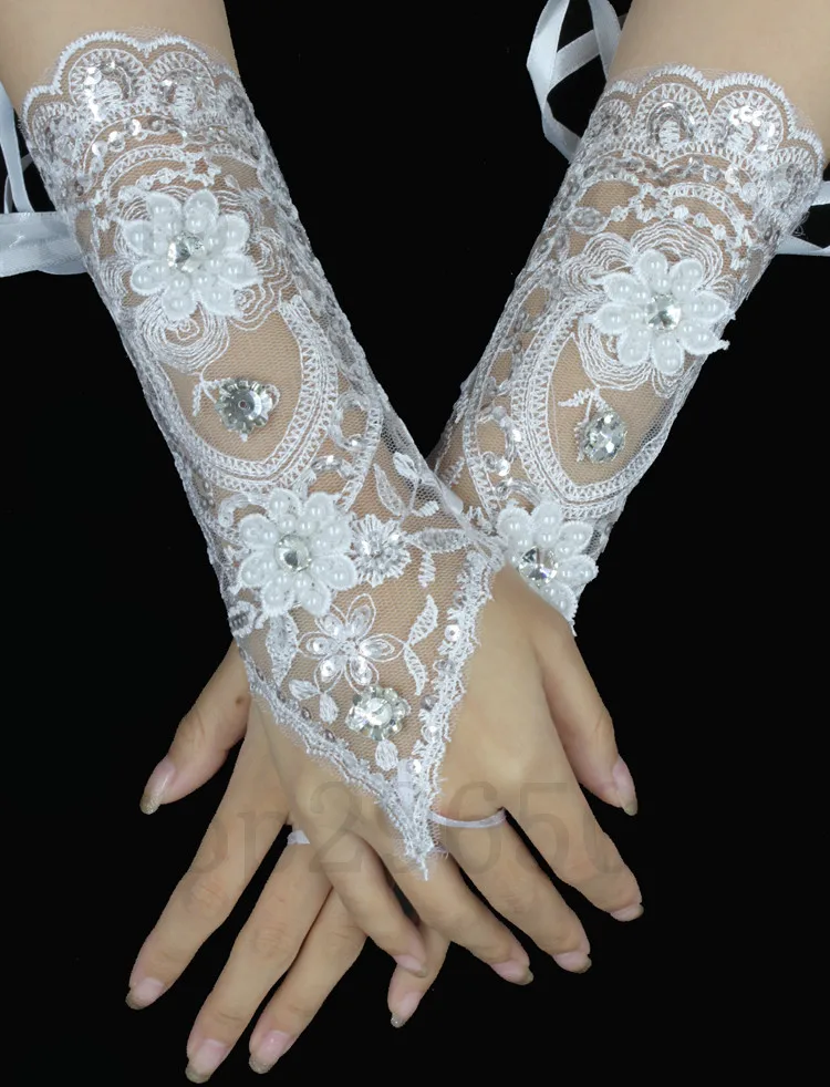 ZUOYITING белый кружева принцесса свадебные перчатки Модные женские длинные Дизайн с блестками свадебные платья перчатки свадебные аксессуары