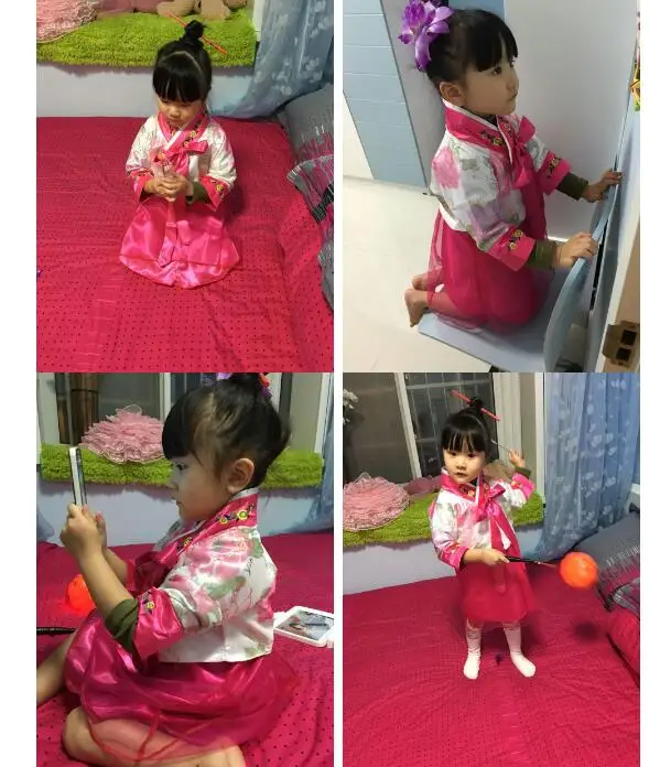 Новинка 2017 года; Модное детское платье с 5 узорами; Традиционное корейское платье; летнее платье