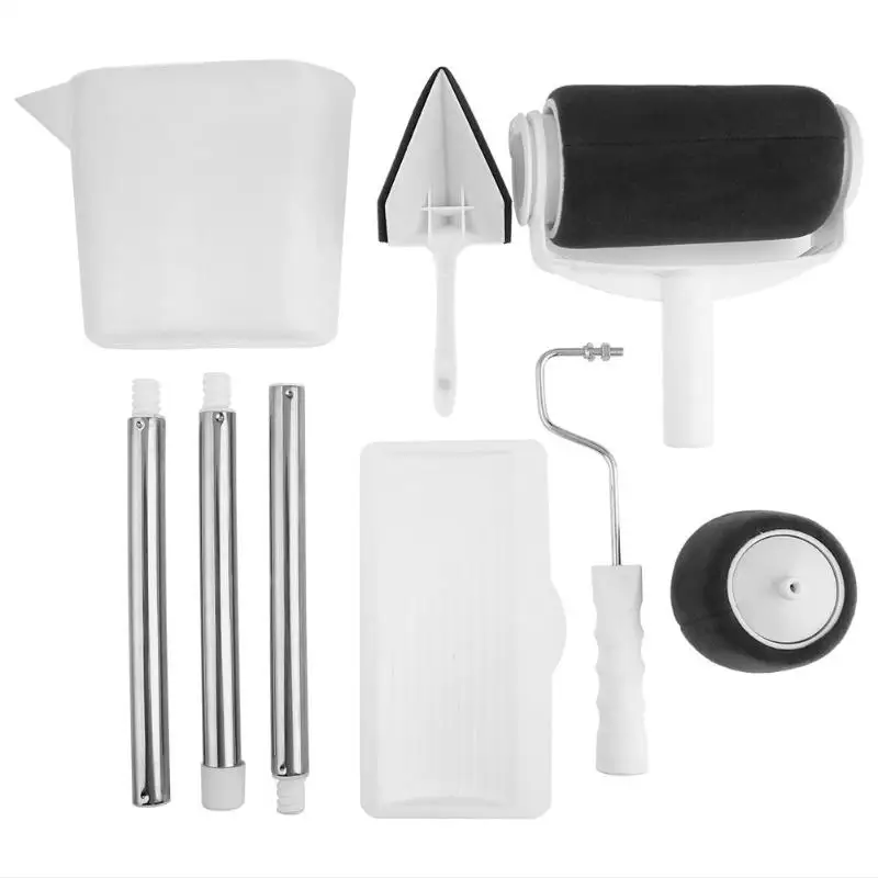 

8pcs/set Multiuse Household Use DIY Wall Decorative Paint Roller Brush Handle Tool Kit DIY Corner Decorative Painting Brush Tool