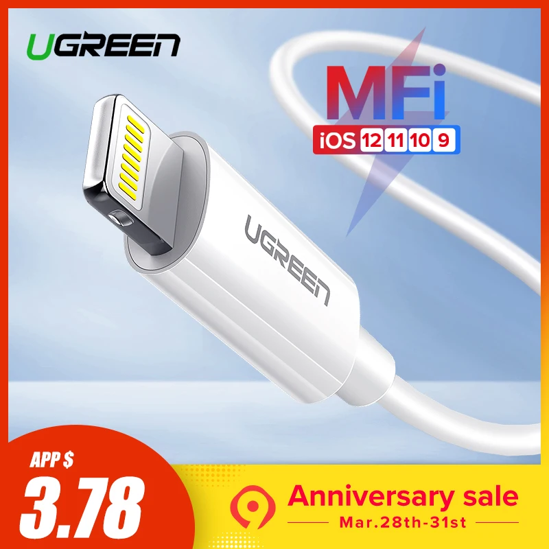 Ugreen USB Cable for iPhone X Xs Max XR 2.4A Fast Charging USB Charger Data Cable for iPhone Cable 8 7 6 6SPlus USB Charger Cord