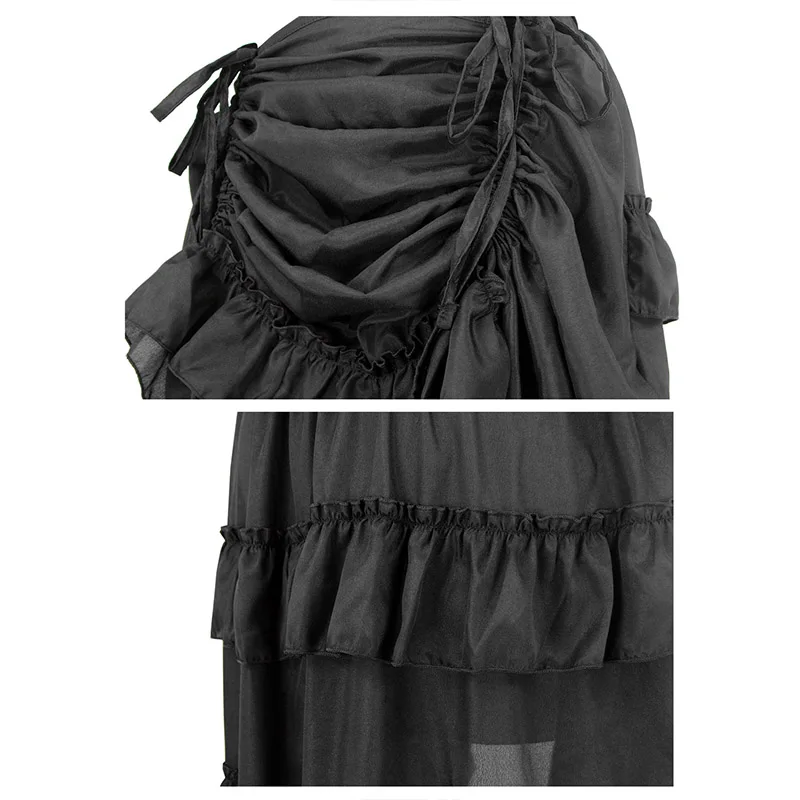 Для женщин размера плюс в викторианском стиле Готический стимпанк пикантная юбка средней длины Ближний-дальний оборками Винтаж эластичность плиссированный корсет нарядные юбки