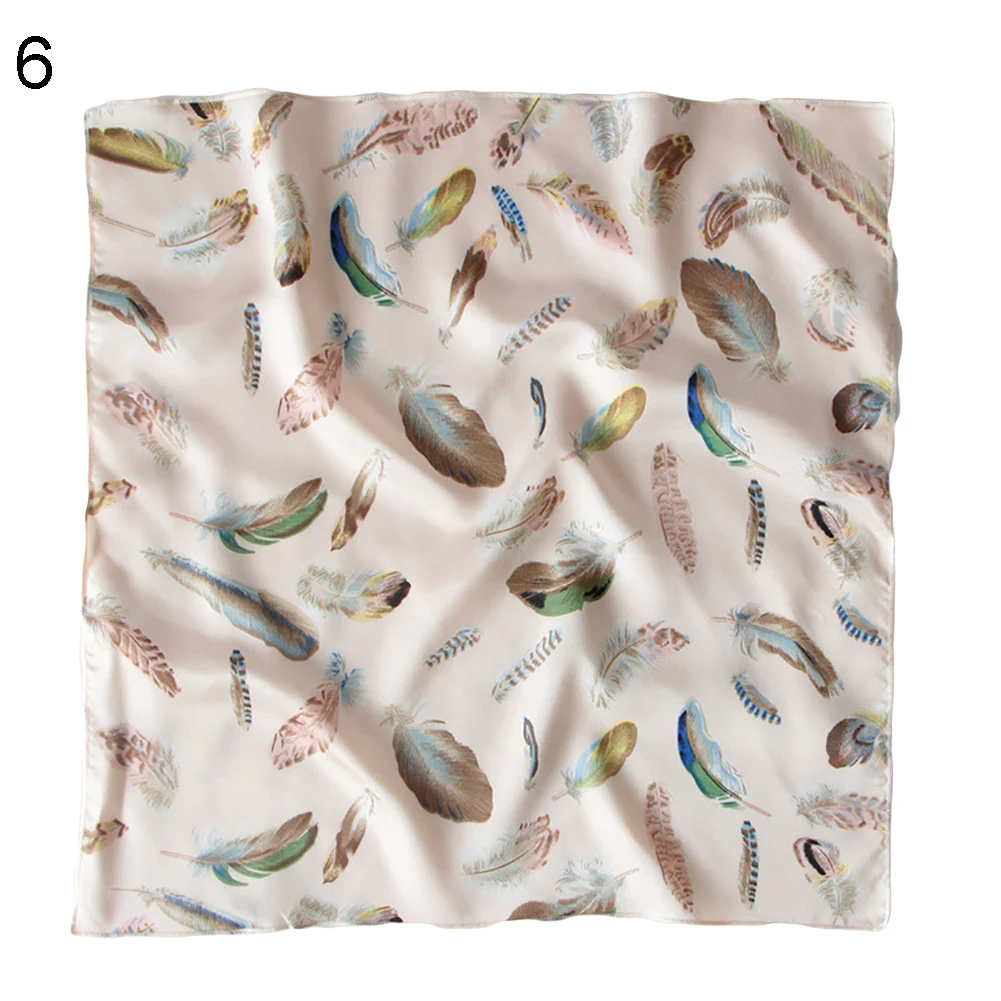 Для женщин Многоцветный квадратный головной платок шаль обёрточная бумага перо в полоску горошек платок