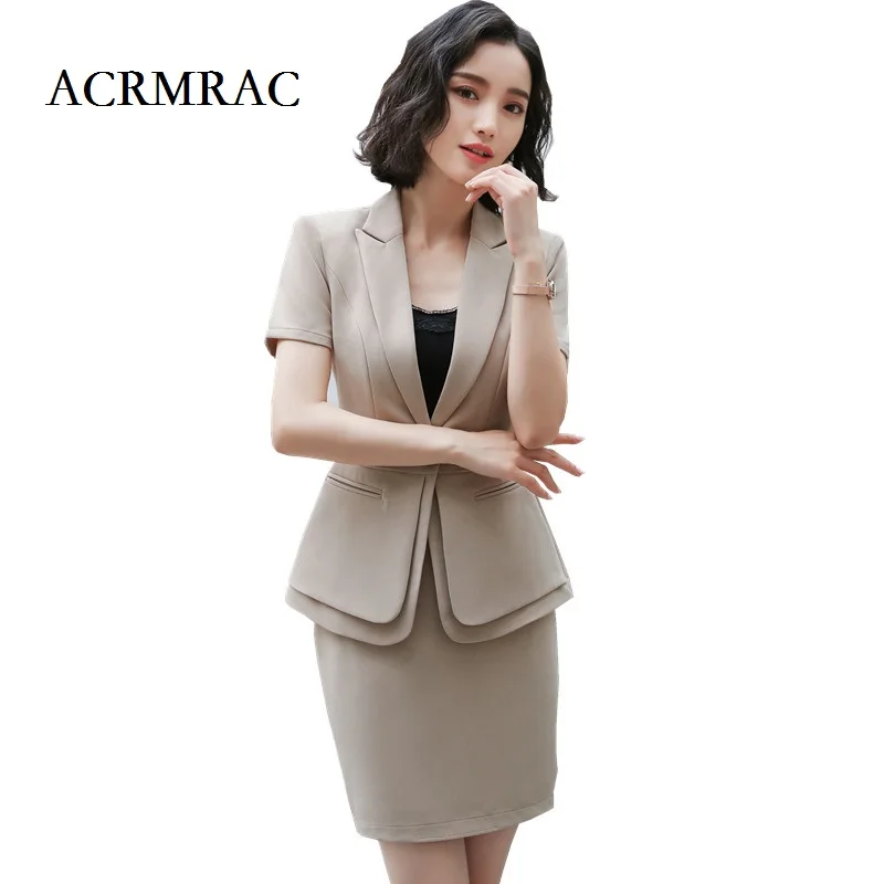 

Women suits autumn suit Short suit Solid color Slim jacket skirt Business OL Formal Skirt Suits 8162