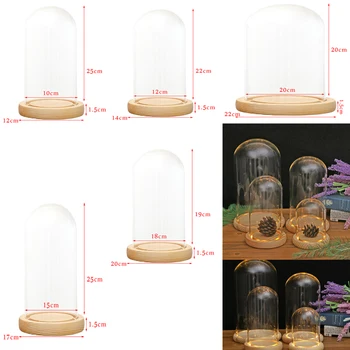 

Desk Decor Glass Display Dome Cover Shade Shield With Wood Cork Home Wedding Decorations for Pub Bar Cafe