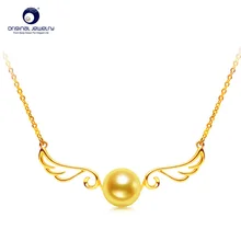 [YS] 8,5-9 мм Морской жемчуг akoya Кулон Крылья ангела с жемчужным кулоном Цепочки и ожерелья