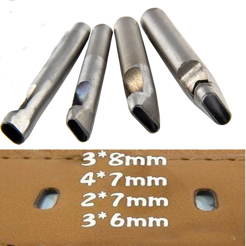 

L 4pcs Mix 4 Sizes Oval Shape Hole Punch Cutter Belt Watch Band Gasket Hollow Leather Diy Tool