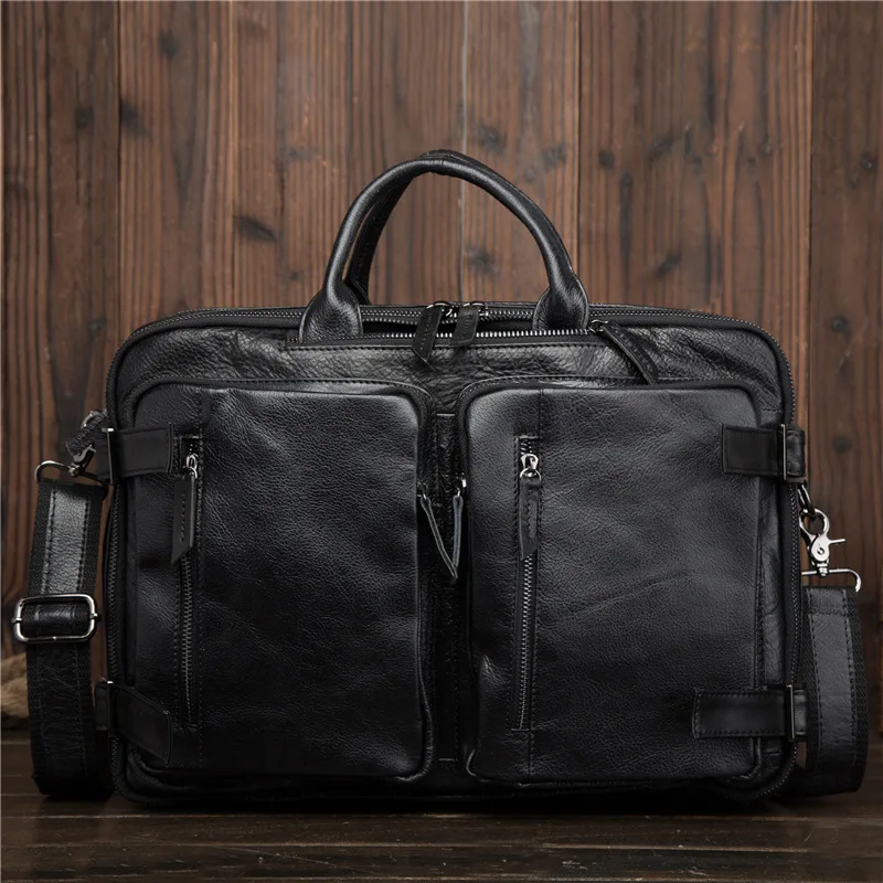 

Men's Shoulder Bag genuine Leather Messenger Bag Wax oil skin Leather Man Shoulder Bag Pure color casual handbag Shoulder Bag
