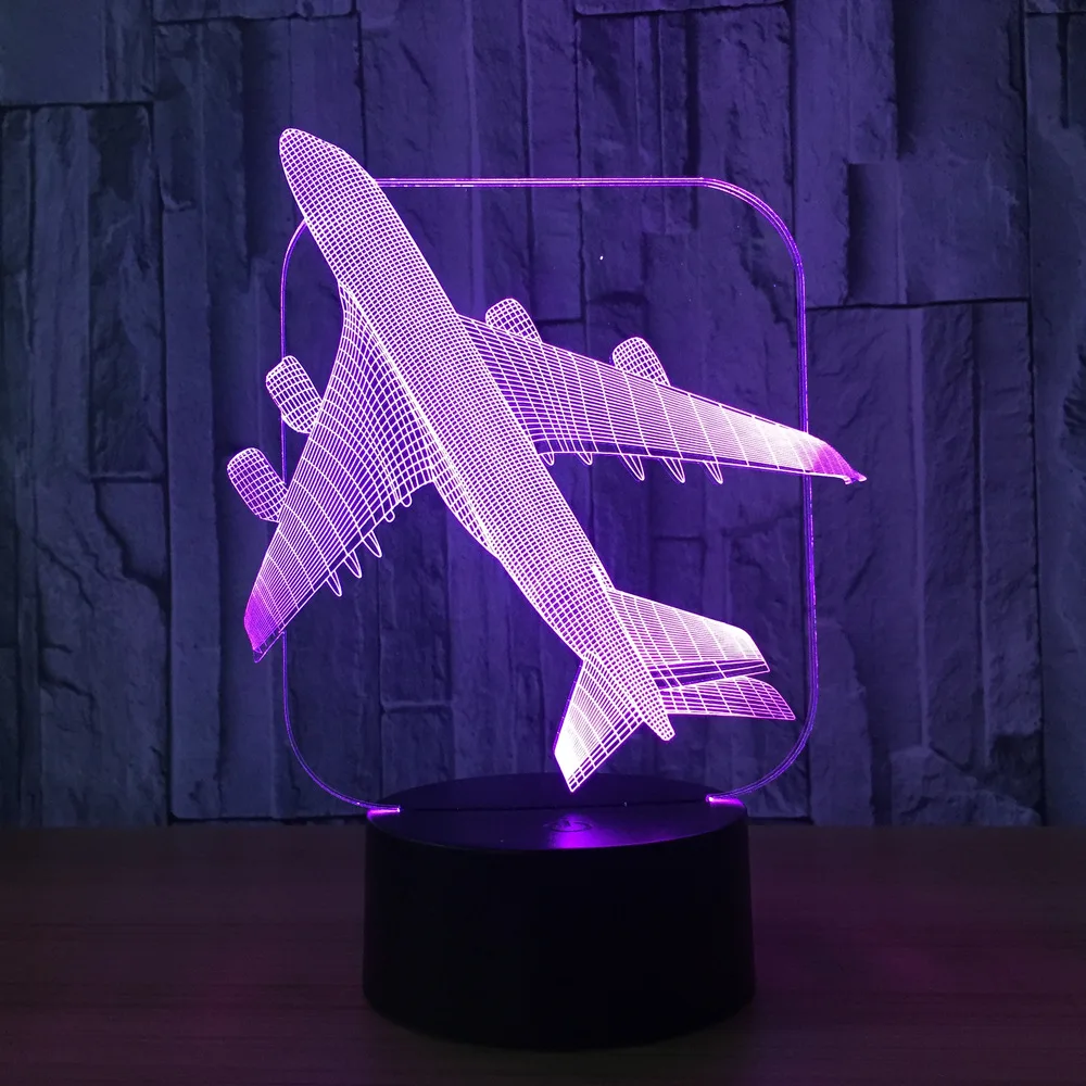  Cool Toy 3D aircraft warplane model creative night light touch jet plane desk lamp LED illusion lam