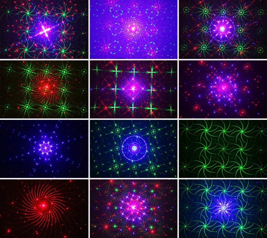 Alienígena nuevos 96 patrones RGB Mini luz láser proyector fiesta de discoteca DJ música láser etapa efecto de iluminación con LED azul luces de Navidad - 4