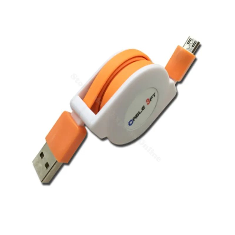 1 м/2 м/3 м Выдвижной Micro USB кабель для samsung A5 A7 A9 Xiaomi Redmi Note 5 6 pro huawei usb зарядный кабель провод - Тип штекера: orange