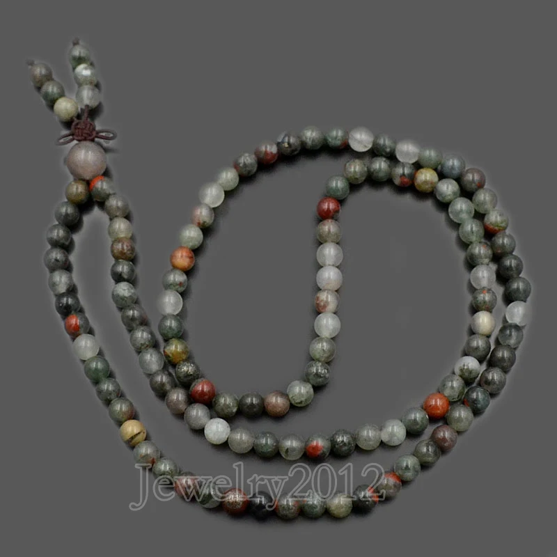 

3PCS/Lot Natural Blood Stone 6mm Gem stone Buddhist Yoga Round Beads 108 Prayer Stretchy Bracelet Necklace Fashion Wholesale