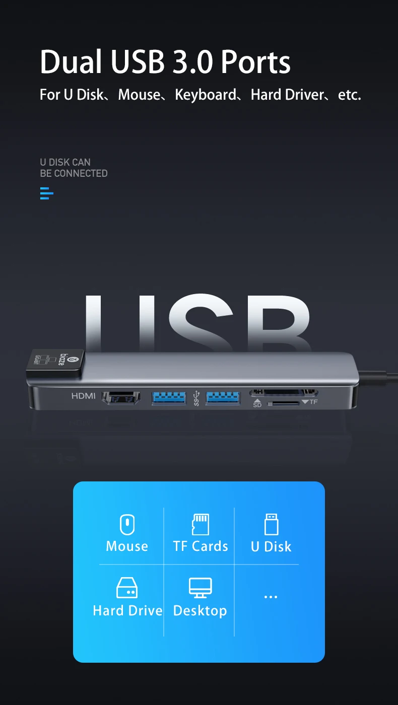 Usb-хаб Biaze type C для мульти USB 3,0 HDMI RJ45 TF/SD кард-ридер адаптер для MacBook Pro Galaxy S9 S8 huawei P30 P20 type C концентратор