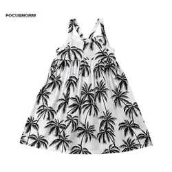 2018 летнее милое симпатичное платье для маленьких девочек О-образный воротник, без рукавов кнопку назад Coconut Grove сарафан наряд От 6 месяцев до