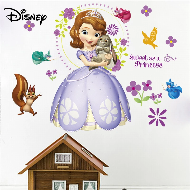 Disney Sophia украшение принцессы стикер Детская комната мультяшное украшение снимающиеся наклейки