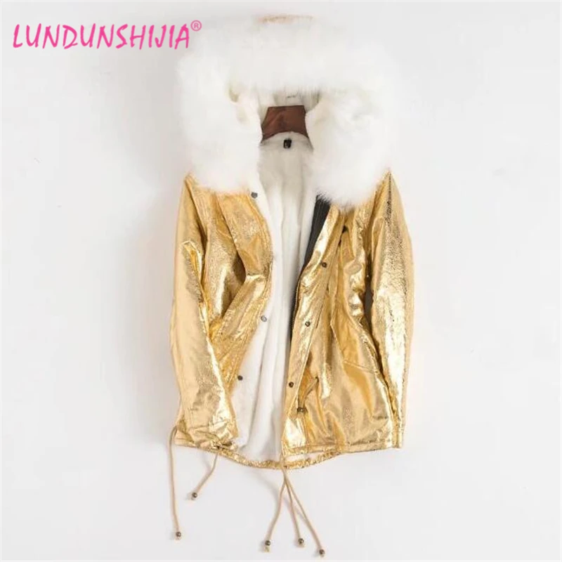 Куртка LUNDUNSHIJIA женская с хлопковой подкладкой модная утепленная меховая верхняя