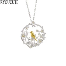 Новое поступление 925 стерлингового серебра Птица ожерелья с подвесками для женщин Дамская мода свадебные ювелирные изделия ожерелье с удлиненной цепью