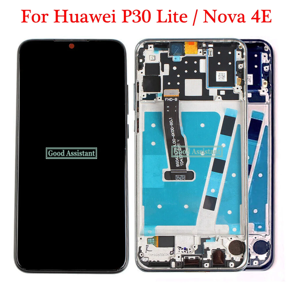 Черный 6,1 дюймов для huawei P30 Lite/Для huawei Nova 4E ЖК-экран кодирующий преобразователь сенсорного экрана в сборе с рамкой