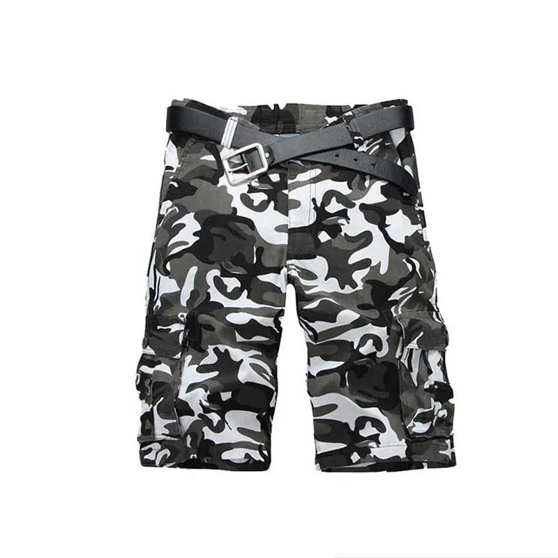 Мужские хлопковые стиральные мульти мешок камуфляж брюки карго брюки длиной до колен