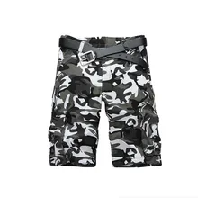 Мужские хлопковые стиральные мульти мешок камуфляж брюки карго брюки длиной до колен