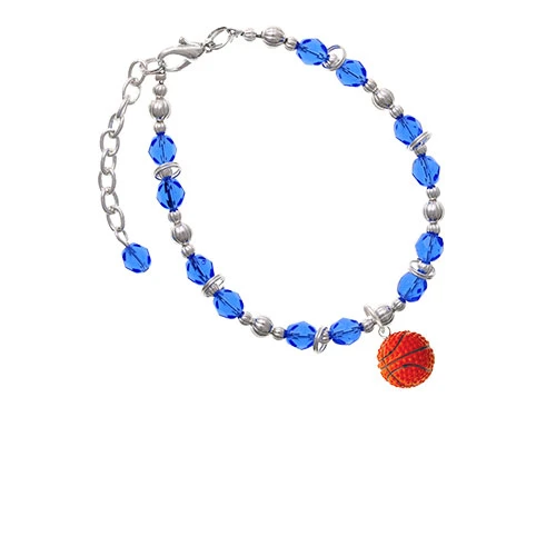 Resin Basketball Royal Blue Beaded Bracelet