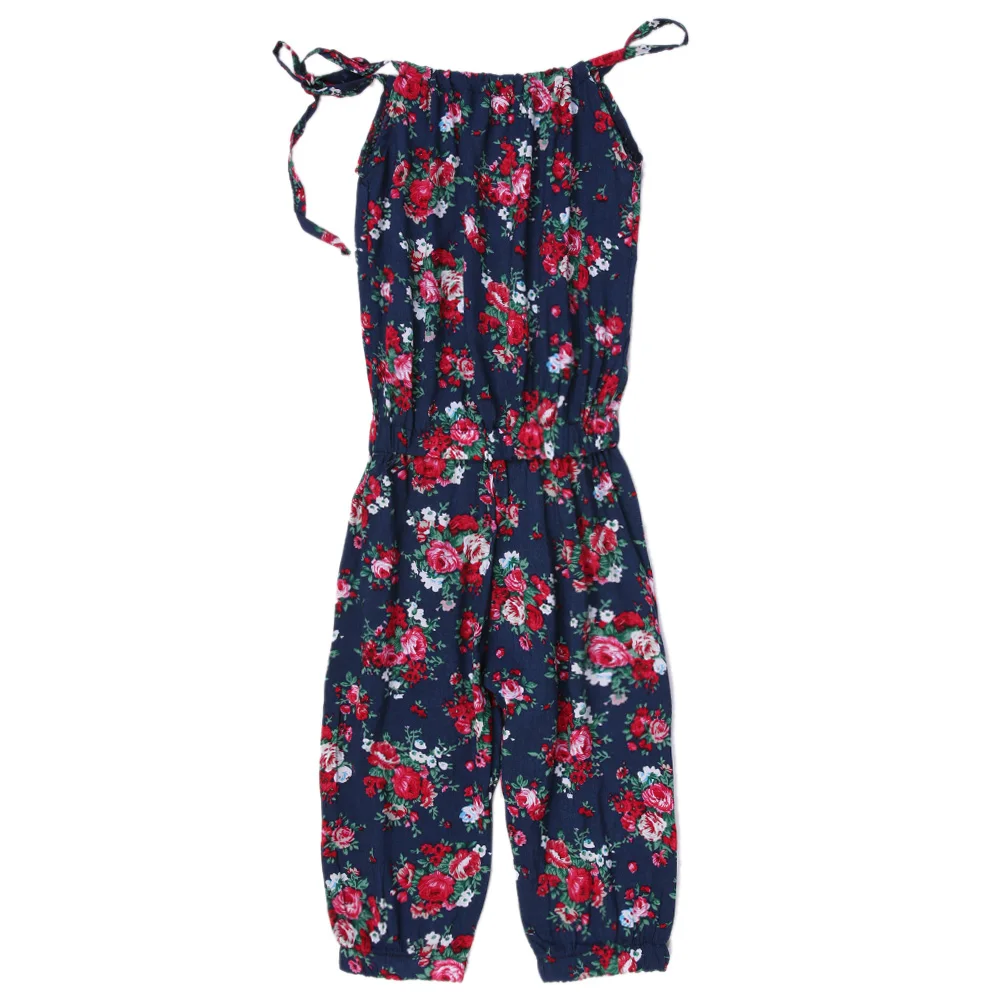 Летняя одежда для маленьких девочек; гамак с цветочным узором; комбинезон без рукавов; брюки; комбинезон; одежда; подарок на день рождения - Цвет: Синий
