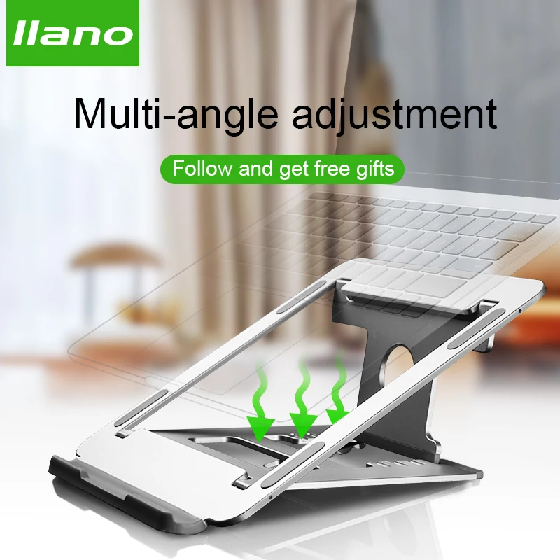 Silver Aluminum Laptop Stand Tablet Stand Universal for Apple MacBook Air Pro 11-15 inches Folding Adjustable Office Notebook